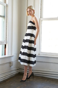 Vestido black & white line