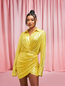 Vestido yellow metalic