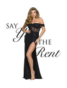 RENTA Vestido negro corset