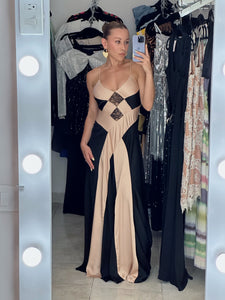Vestido Black & Beige