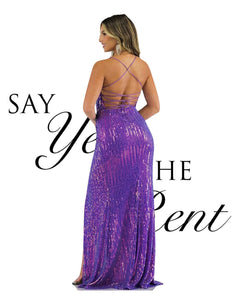 RENTA Vestido morado lentejuelas