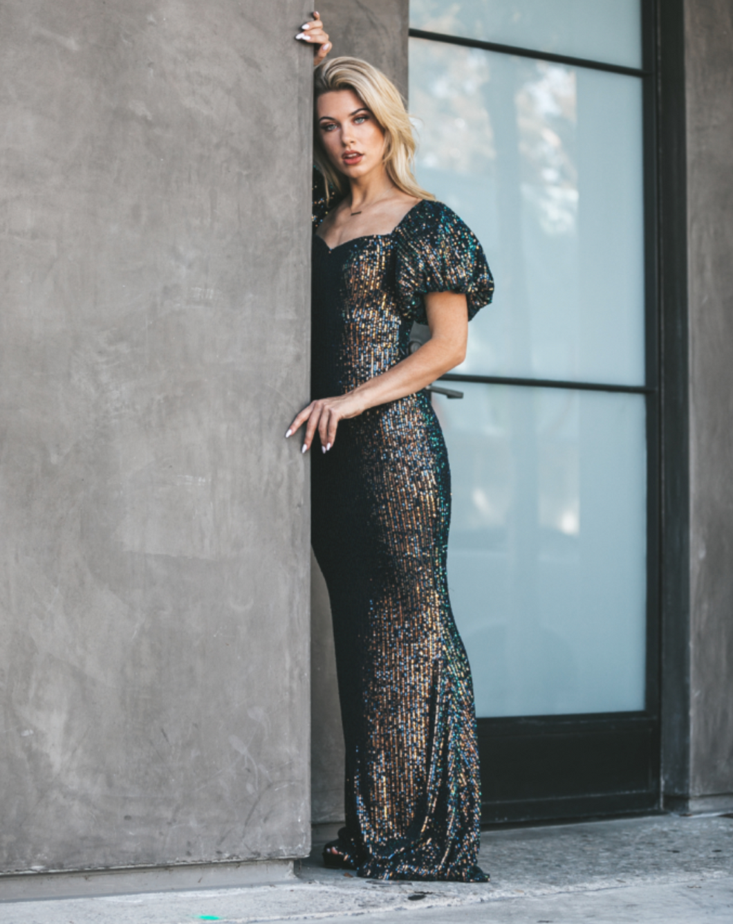 RENTA Vestido tornasol de lentejuelas