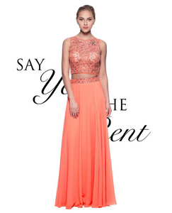 RENTA Vestido naranja dos piezas