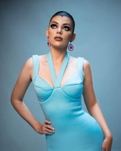 Cargar imagen en el visor de la galería, RENTA Vestido neopreno azul
