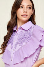 Cargar imagen en el visor de la galería, Blusa lila floral
