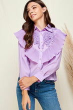 Cargar imagen en el visor de la galería, Blusa lila floral

