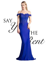 Cargar imagen en el visor de la galería, RENTA Vestido azul con encaje
