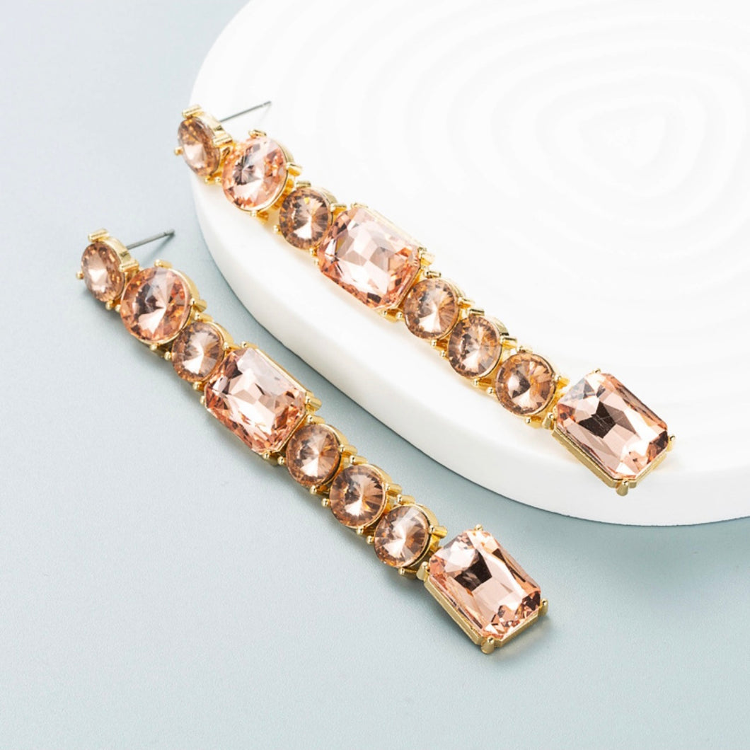 Aretes oro rosa long