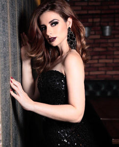 RENTA Vestido negro lentejuelas
