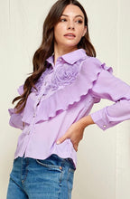 Cargar imagen en el visor de la galería, Blusa lila floral
